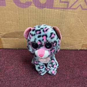 Ty Beanie Boos Tasha Pink & Grey Leopard Plush Glitter Eyes 6"